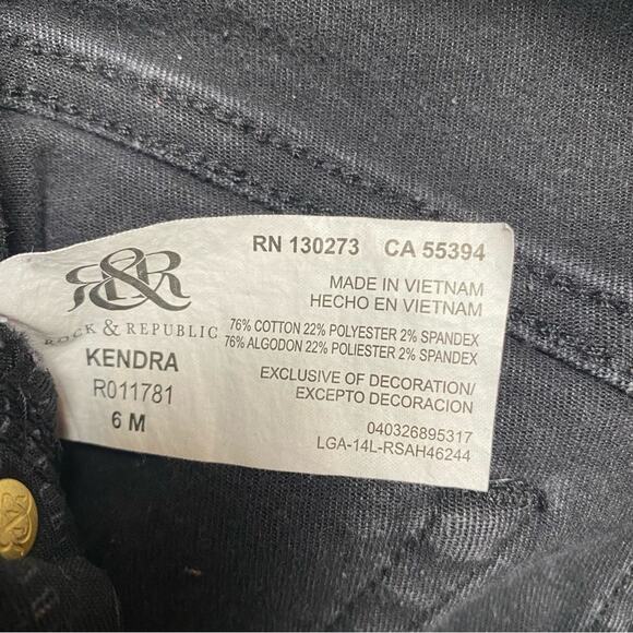 Rock & Republic Jeans Kendra Curvy Bootcut Whimsigoth Rhinestone Y2K Black 6 - Picture 5 of 9